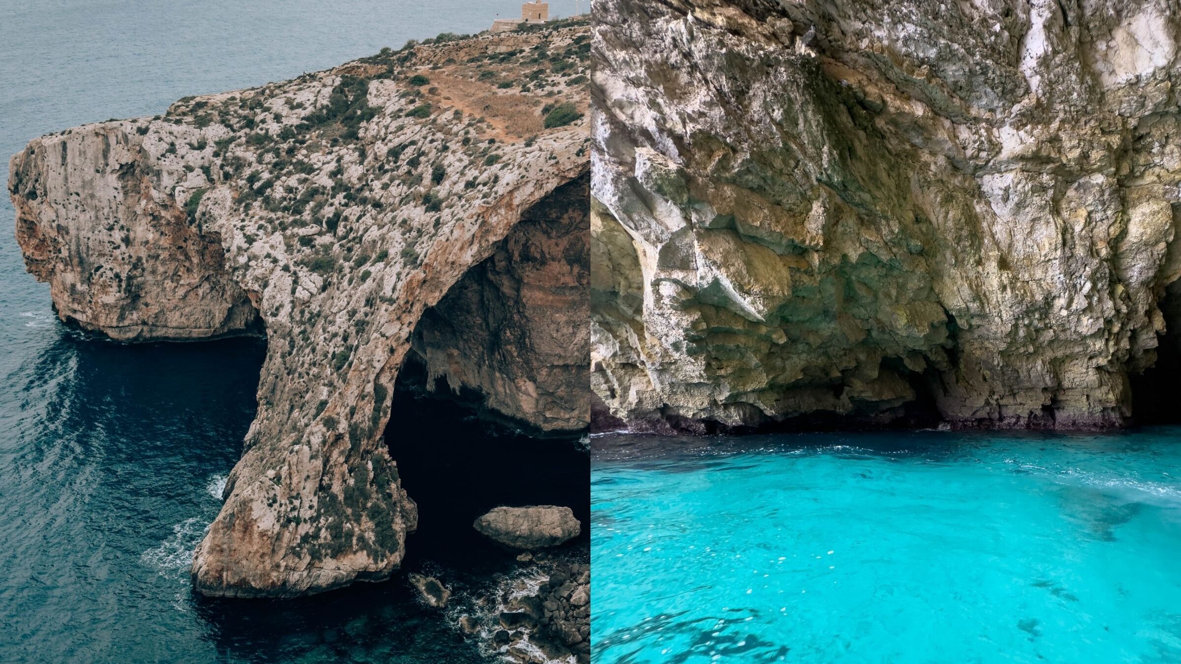 Cosa vedere a Malta la blue grotto da sopra e dall'interno